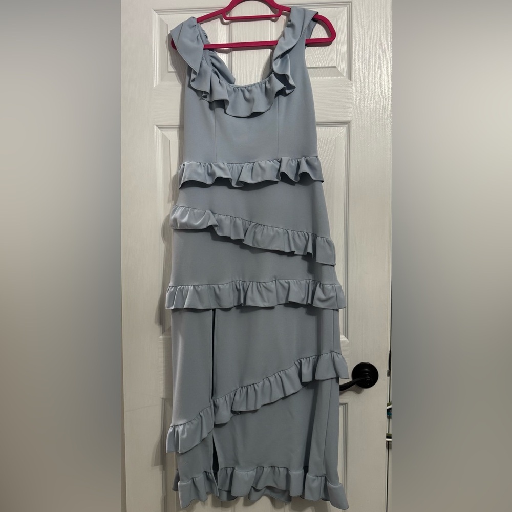 Show Me Your MuMu Light Blue Ruffle Maxi Dress